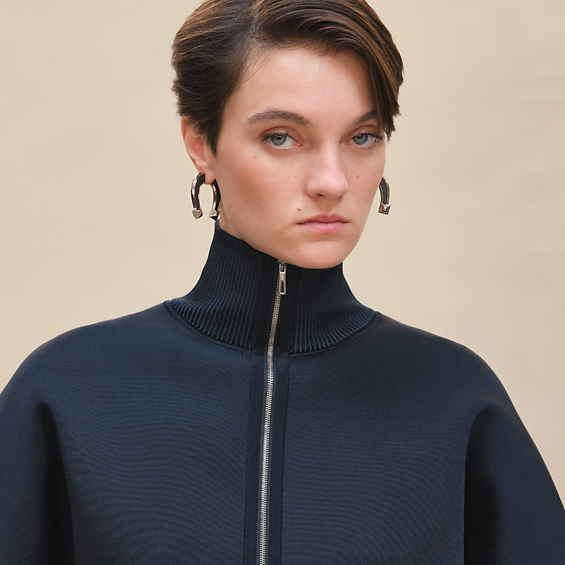 ジップアップジャケット バイカラー ハイネック - ブルー | Hermès