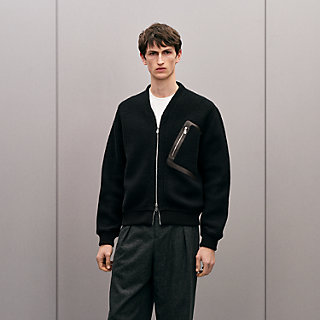 MM様HERMES ジップ付 テディカーディガン　sizeM ジップアップ・カーディガン-