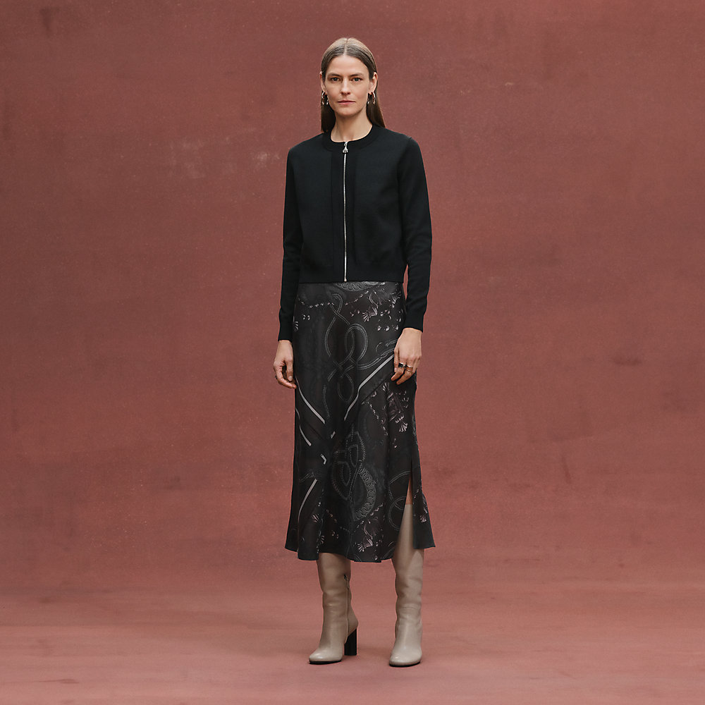 ジップアップ・クロップドライトカーディガン 《パルフロワ