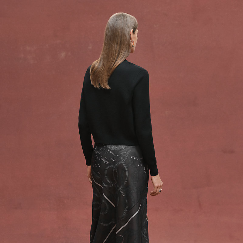 HERMES ブラックフロントジッパーカーディガン HERMES ブラックフロントジッパーカーディガン