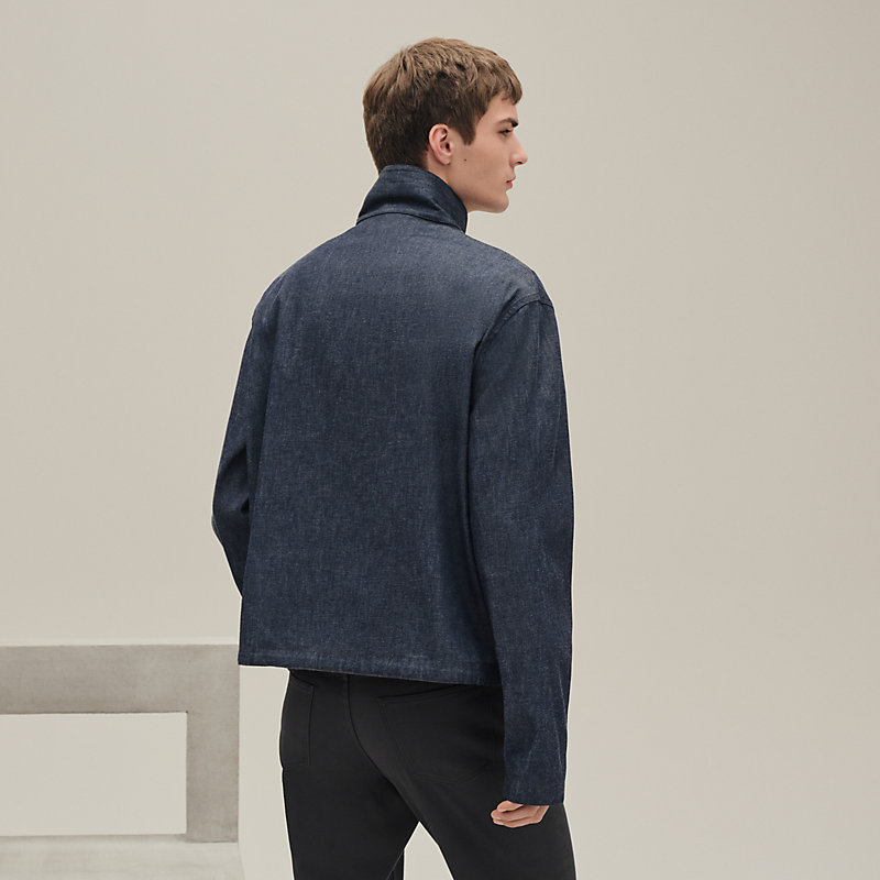 【HERMES】ハイネックジップアップ・シャツブルゾン 絹100% ジップアップ・シャツブルゾン | Hermès - エルメス-公式サイト