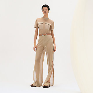 エルメスクロップドパンツ ジップアップ・パンツ--