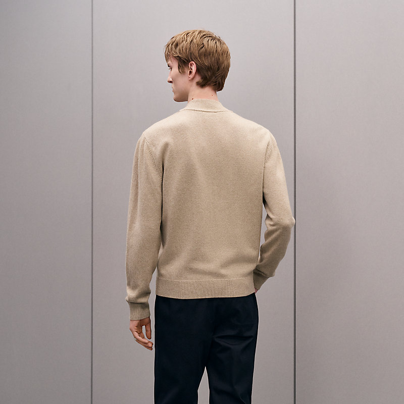ジップアップ・ブルゾン カシミヤ レザーディテール, イメージ: , ビュー5の5