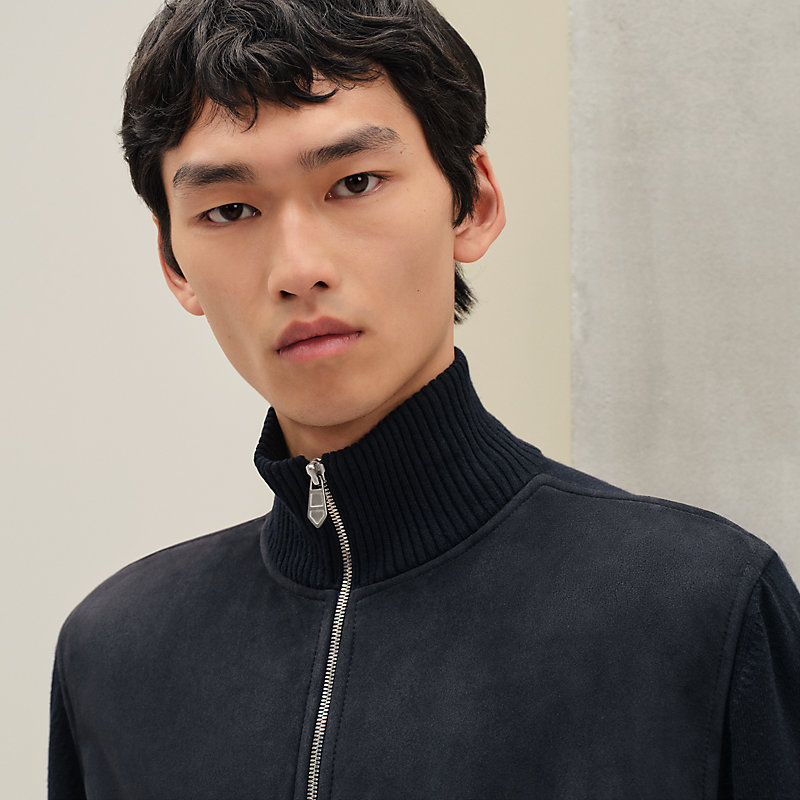 ジップアップ・ブルゾン フロントレザー - ブラック - 3XL | Hermès