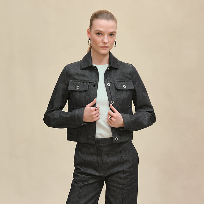 エルメス　2way ジャケット HERMES エルメス 2WAY 襟 ナイロン レザー シングル ベルト