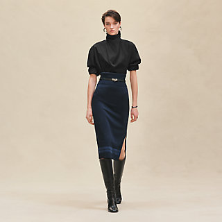 極美品 HERMES ロングスカート カシミヤ シルク バイカラー 36 極美品 HERMES ロングスカート カシミヤ シルク バイカラー 36