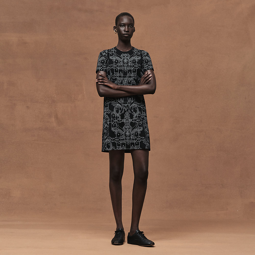 ストレートドレス 《フェロヌリー・リミックス》プリント | Hermès