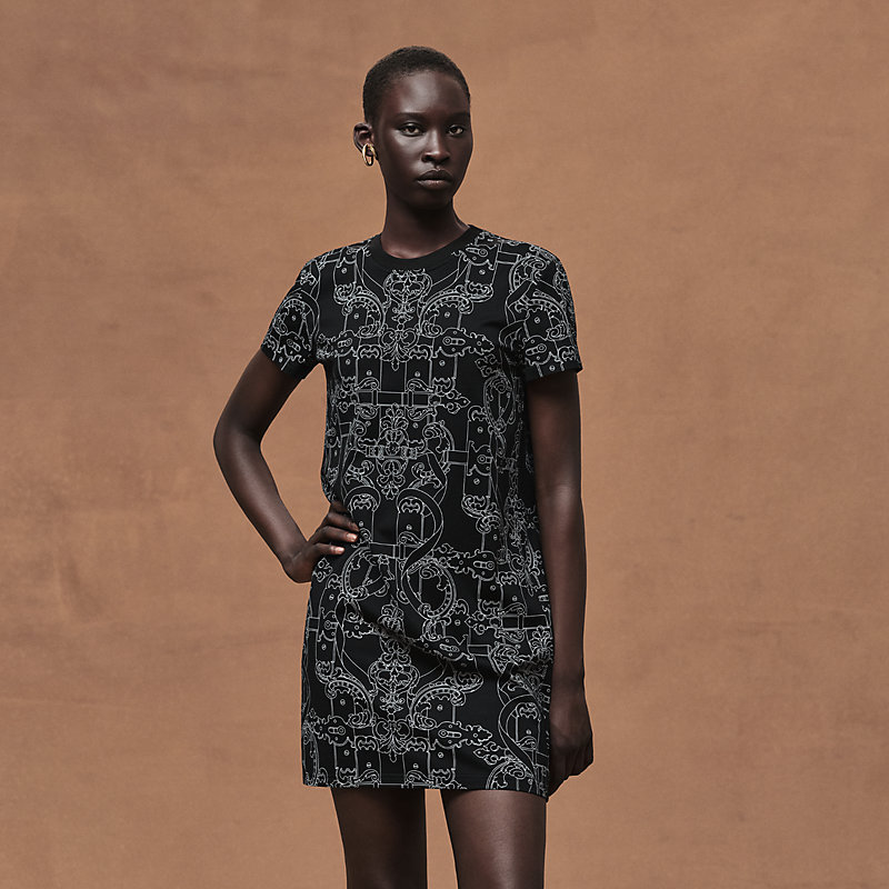 ストレートドレス 《フェロヌリー・リミックス》プリント | Hermès