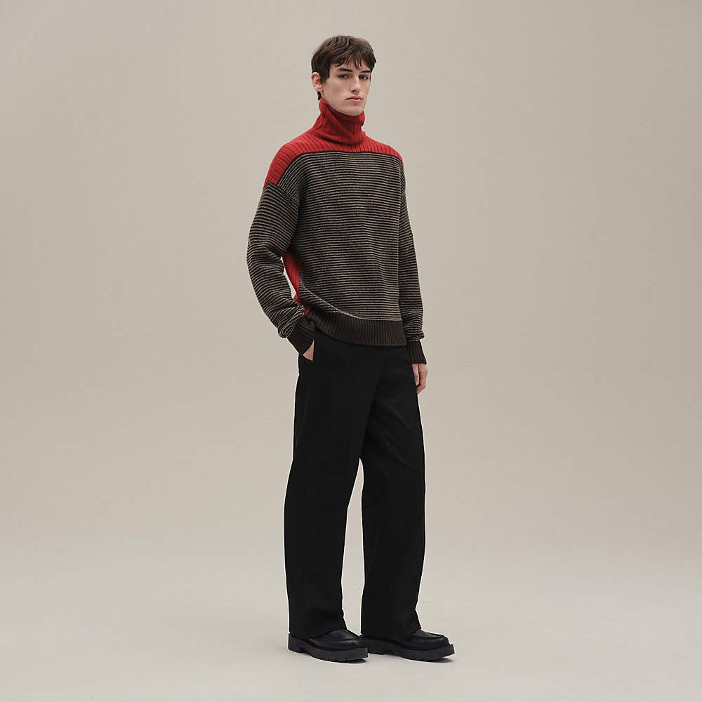 タートルネックニット 《ストライプ・アンド・ストライク》 - オレンジ