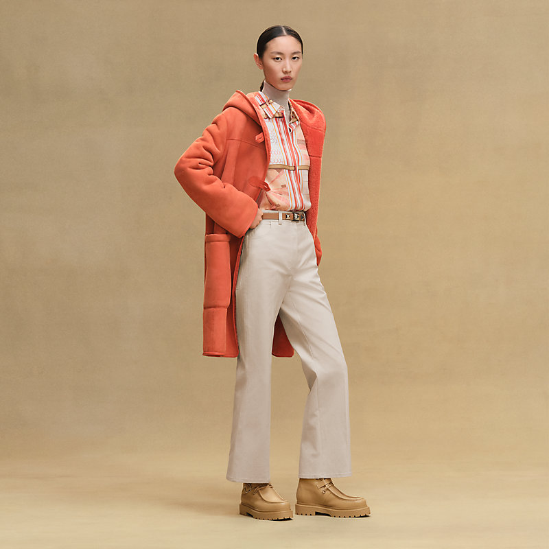 美品】エルメス ダッフルコート ヘリンボーン フード取り外し可能