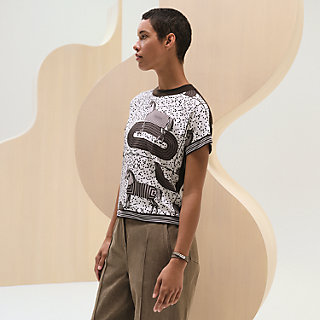 HERMES ゴルチェ期 カシミヤシルク ドレープ フレンチスリーブニット 黒 シアー切替フレンチスリーブサマーニット シアードッキング