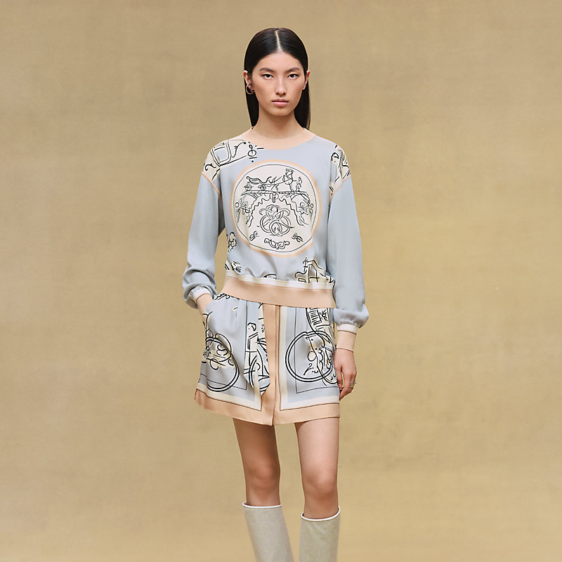 HERMES エルメス ニット ツイルレーヌ エクスリブリス 切替 タートルネック HERMES - HERMES エルメス ニット ツイルレーヌ エクスリブリス 切替