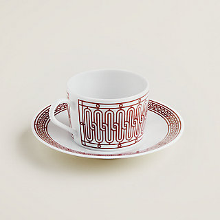 ティーカップ＆ソーサー 〈Hデコ〉 レッド | Hermès - エルメス-公式サイト