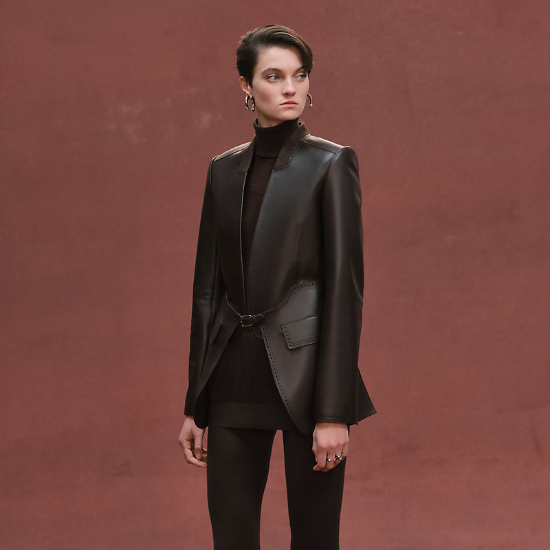 テーラードジャケット パーフォレーションディテール - マロン