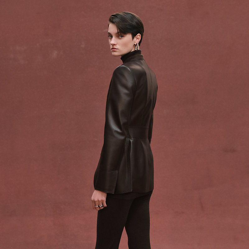 テーラードジャケット パーフォレーションディテール - マロン