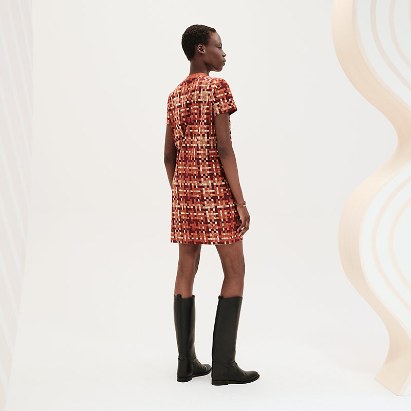 レッド♪【HERMES】エルメスBolduc au Carreストレートドレス Bolduc au Carre