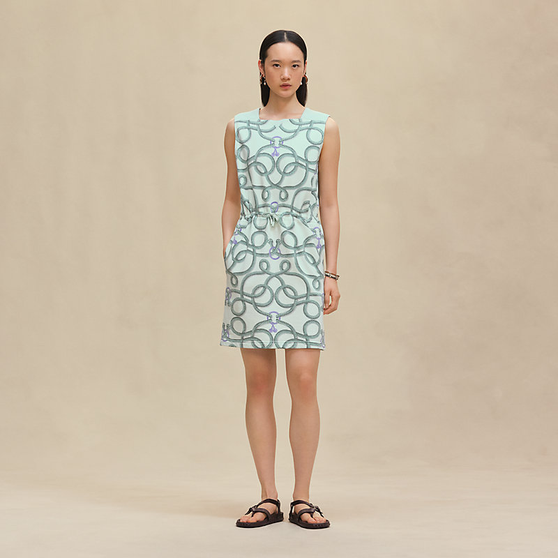 ノースリーブドレス 《パルフロワ・リミックス》プリント - ブルー