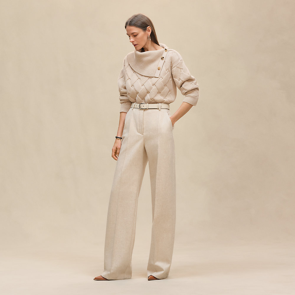 エルメス ニット パンツ クリーム ハイウェストパンツ - ホワイト | Hermès - エルメス-公式サイト