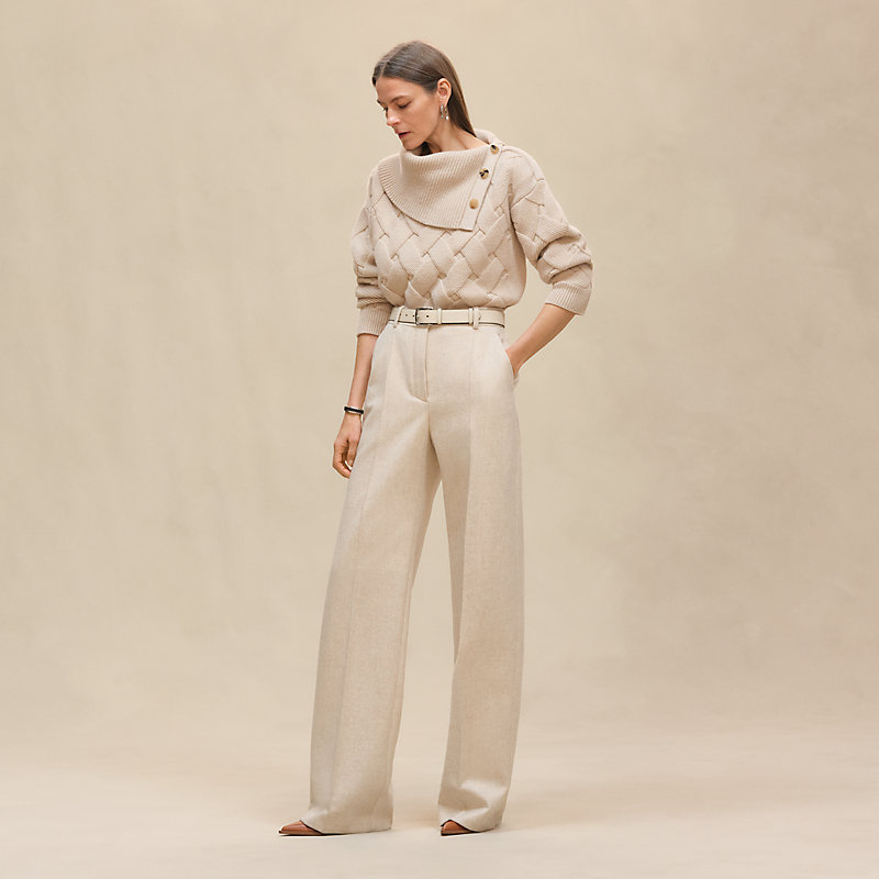 エルメス ニット パンツ クリーム ハイウェストパンツ - ホワイト | Hermès - エルメス-公式サイト