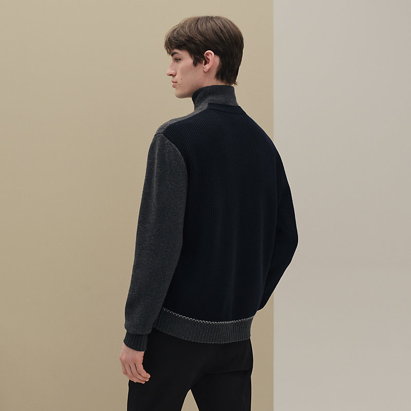 ハイネックニット カバーディテール - ブルー - ME | Hermès