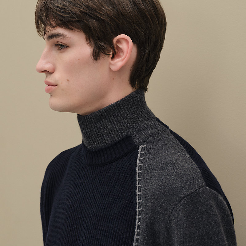 ハイネックニット カバーディテール - ブルー - ME | Hermès