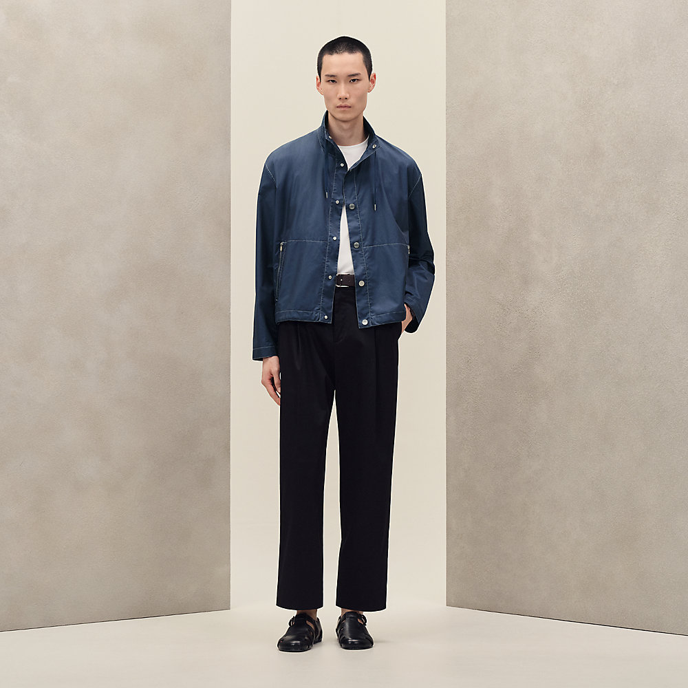 HERMES マルジェラ期 リネン ジップアップブルゾン レザープル Hボタン fit=scale-down,w=1200