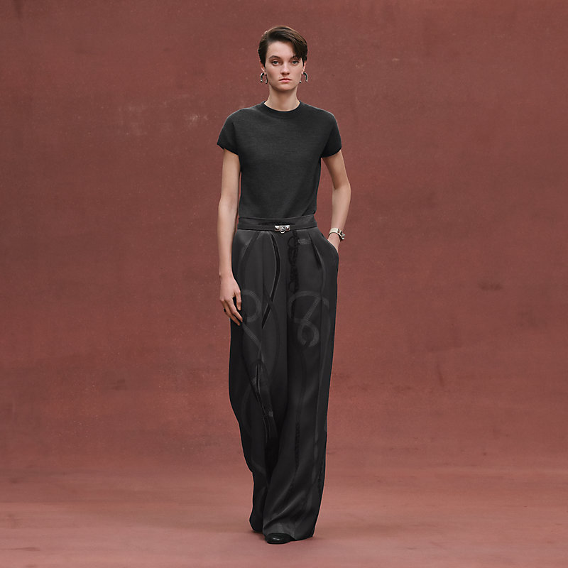 2023SS/HERMES/エルメス パジャマパンツ パジャマパンツ 《パルフロワ・リミックス》プリント - グレー