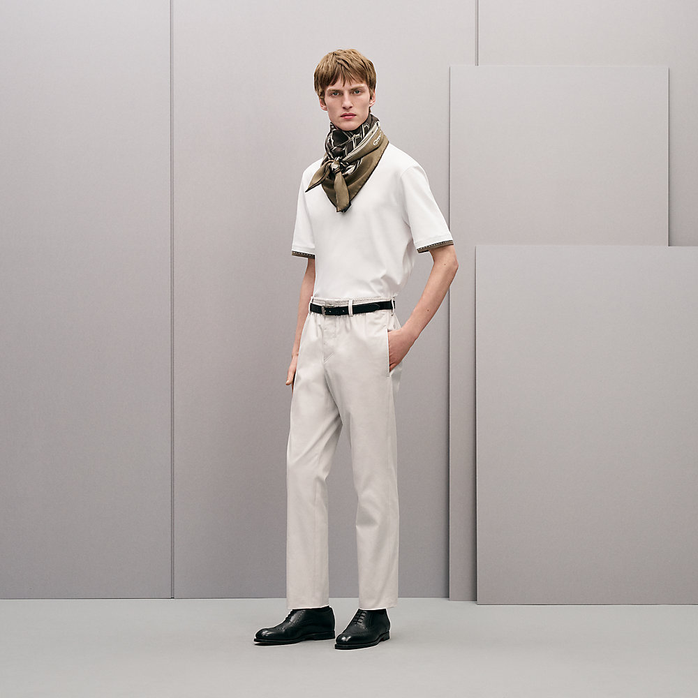 新品　HERMES エルメス レザーディテール テーパード　パンツ エクリュ系 パンツ 《サンジェルマン》 | Hermès - エルメス-公式サイト