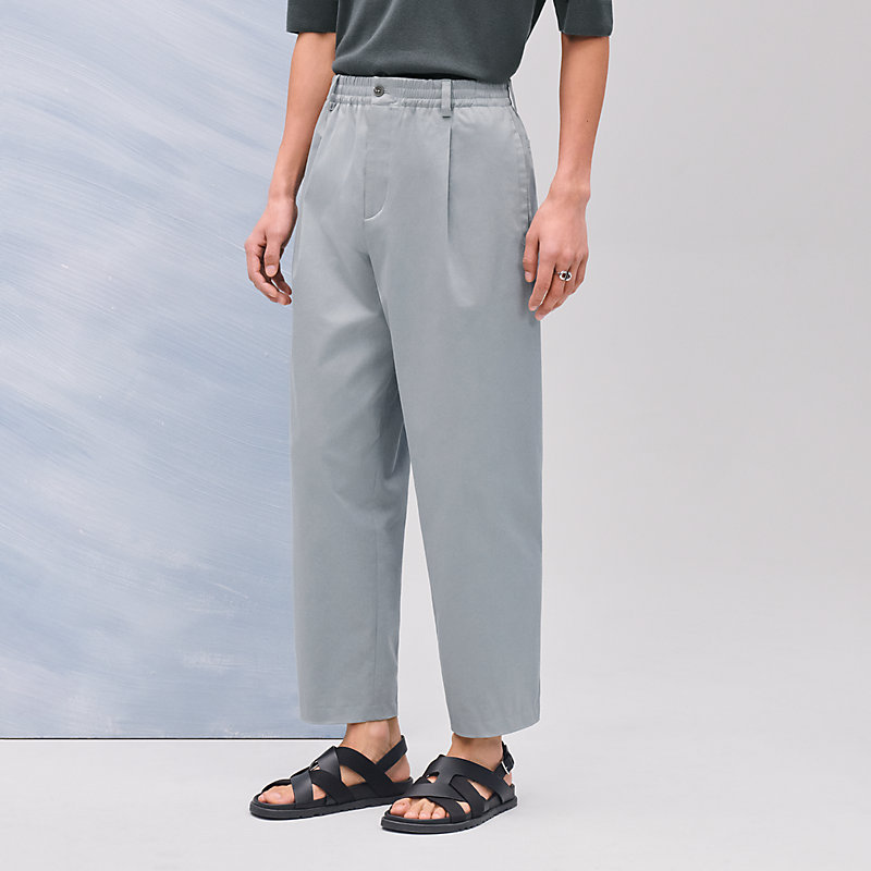 HERMES グレー スラックス ツータックワイドスラックス(グレー) | レディースファッション