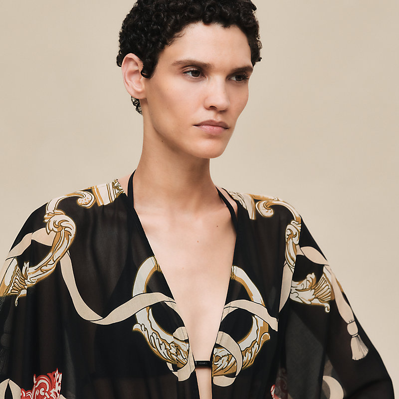 ビーチカフタンドレス 《フェロヌリー・リミックス》プリント | Hermès