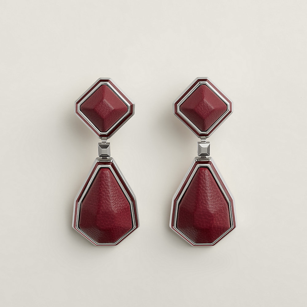 エルメス ピアス(両耳用) ホワイト/レッド ピアス 《ジョワイヨー・ドゥ・キュイール》 PM | Hermès - エルメス