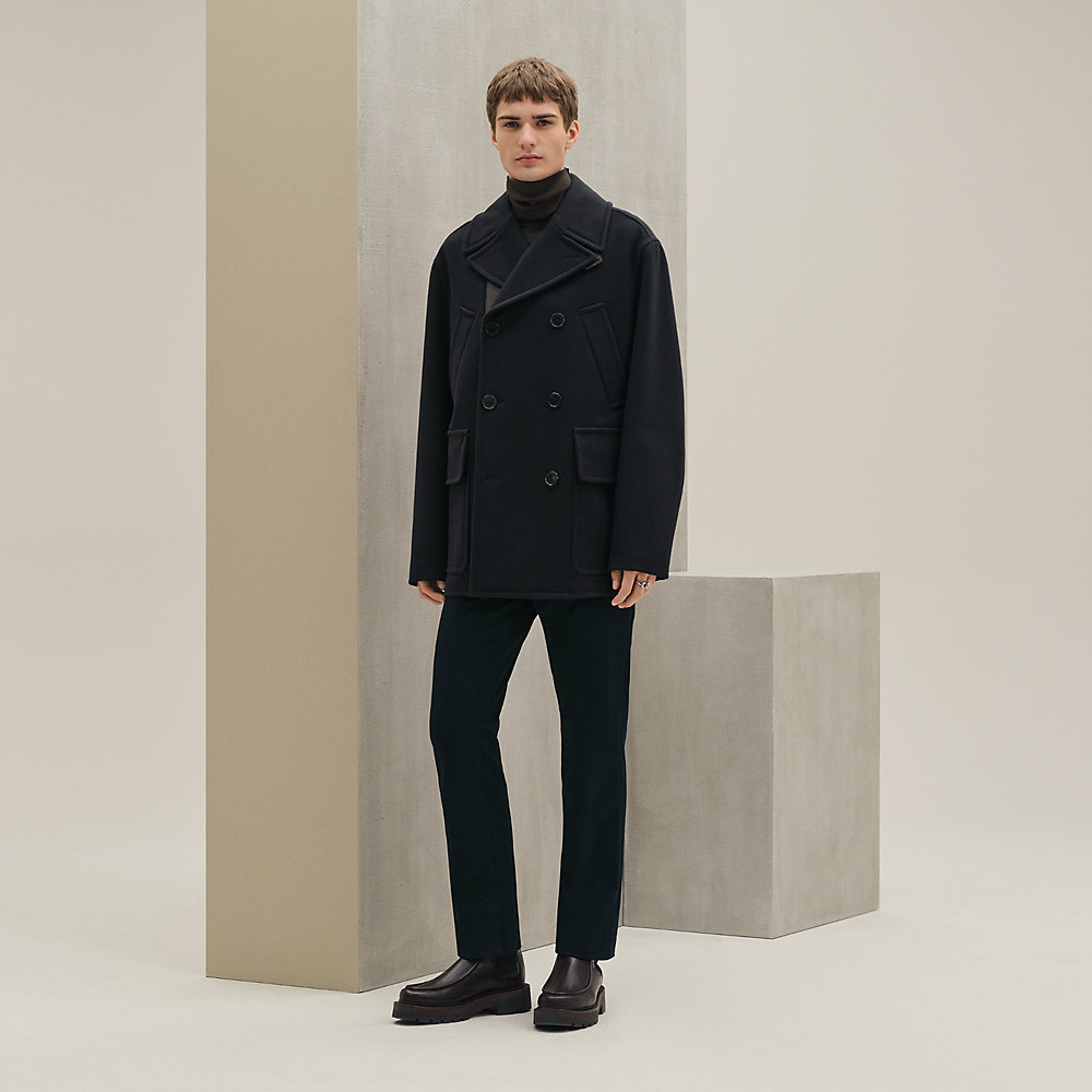 ピーコート レザーディテール - グリーン - 60 | Hermès - エルメス