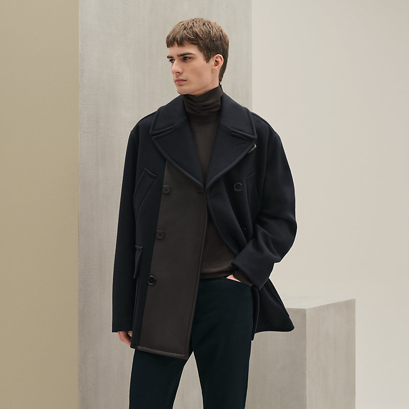 ピーコート レザーディテール - グリーン - 60 | Hermès - エルメス