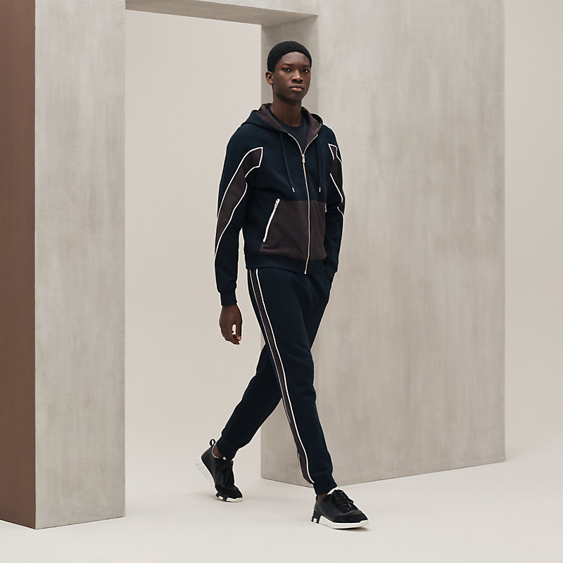 HERMES PARIS ゴルチエ期 ドルマンパーカー 青 コットン 羊革 HERMES PARIS ゴルチエ期 ドルマンパーカー 青 コットン 羊革 HERMES