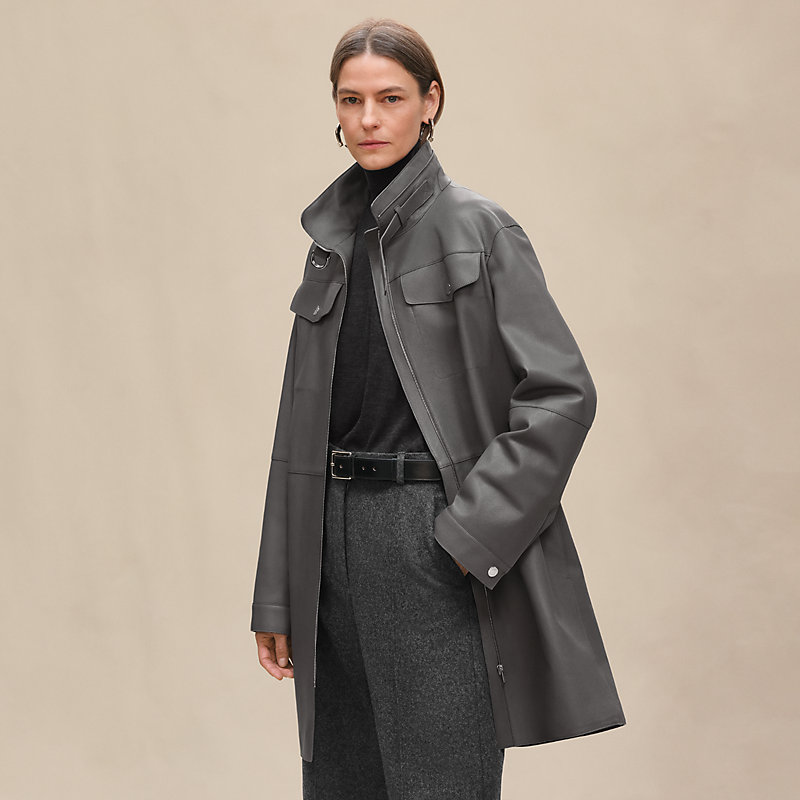 フーデッド・コート - グレー | Hermès - エルメス-公式サイト