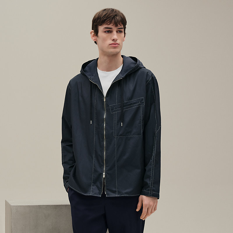 HERMES エルメス　バイカラー　フーデッド　ブルゾン　ナイロン　46 HERMES エルメス バイカラー フーデッド ブルゾン ナイロン 46