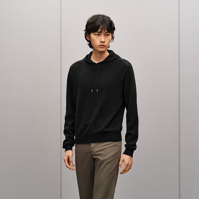 フーデッド・ニット カシミヤ レザーディテール, イメージ: , ビュー4の5