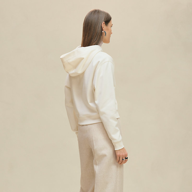 新品未使用　　HERMES ホワイト フード付きパーカー 中古・古着通販】HERMES (エルメス) フーデッドジップアップ・パーカ