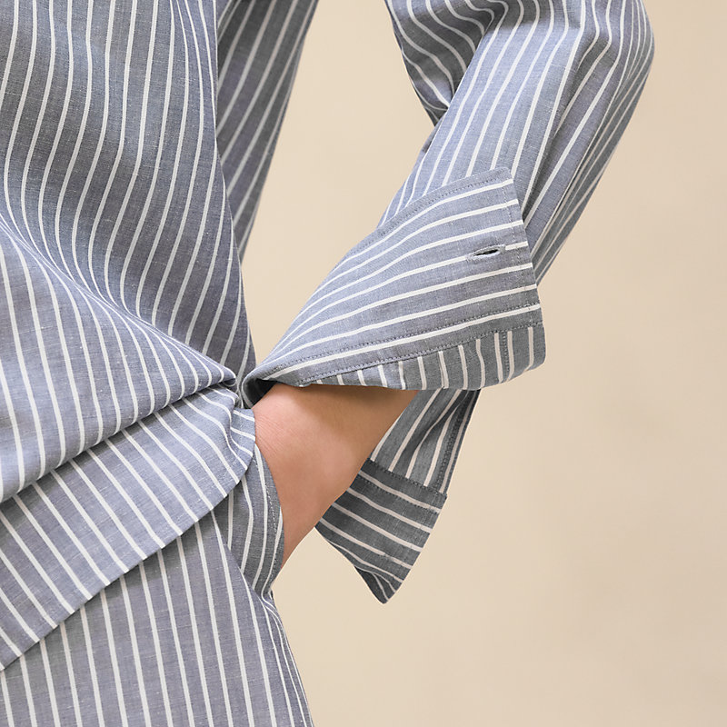 ブラウス 刺繍入り - ブルー | Hermès - エルメス-公式サイト