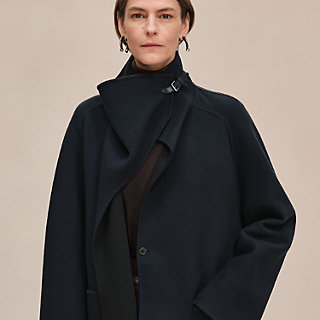 期間限定❗️【美品】HERMÈS（エルメス）カシミヤコート　ブラック　ガーメント付 新品】 HERMES / エルメス | カシミヤ ダブルフェイス ステンカラー