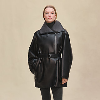 HERMES ブラック コート HERMES（エルメス）チェスターコート 黒 サイズ:46(M位) メンズ