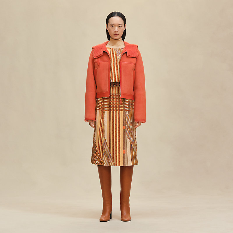 レア品✨美品✨HERMES エルメス ブルゾン リバーシブル 46 オレンジ 絹 レア品✨美品✨HERMES エルメス ブルゾン リバーシブル 46 オレンジ 絹