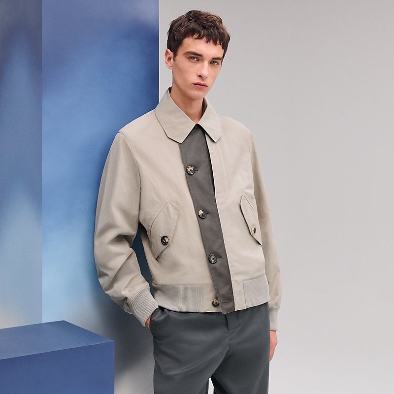 ブルゾン レザーディテール - グレー - 46 | Hermès - エルメス