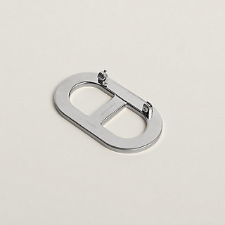 HERMES シェーヌダンクル　ブローチ　ブラウン　エタン　レザー　エプソン 24011106.jpg