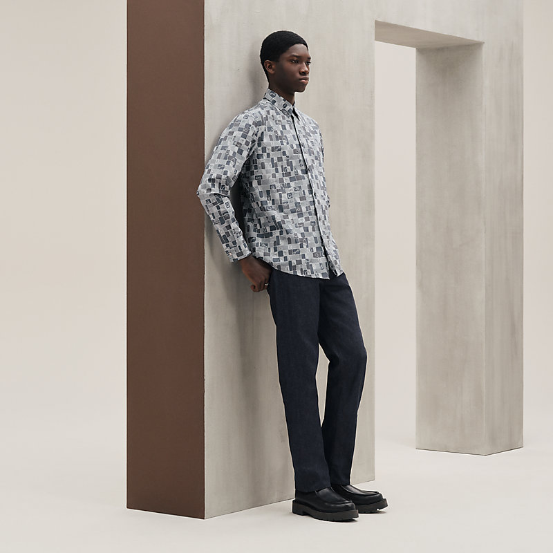 プリントシャツ 《モザイク・エケストル》 - グレー - 46 | Hermès