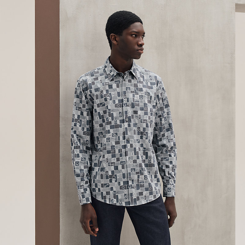 プリントシャツ 《モザイク・エケストル》 - グレー - 46 | Hermès