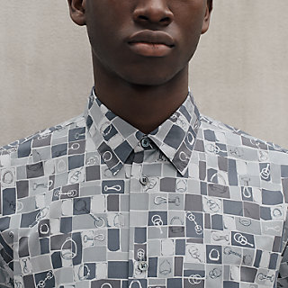 プリントシャツ 《モザイク・エケストル》 - グレー - 46 | Hermès