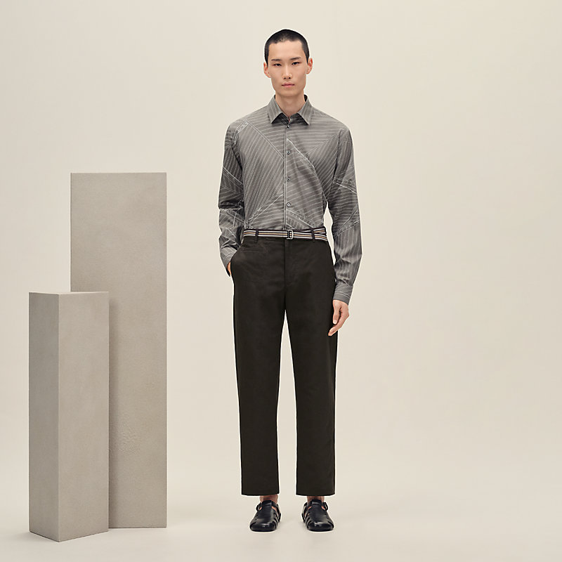 HERMES シルク プリント シャツ 中古・古着通販】HERMES (エルメス) 総柄シルクシャツ ブラック サイズ