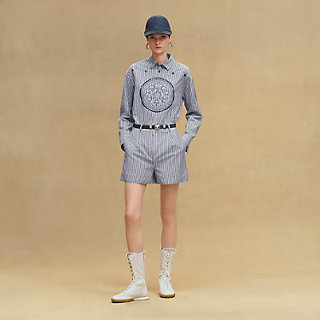 プリーツショートパンツ - ブルー | Hermès - エルメス-公式サイト