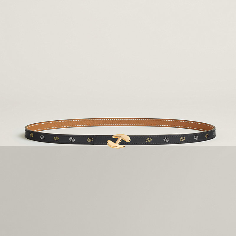 パ*ト様 HERMÈS ブラックレザーベルト ゴールドバックル ベルトバックル-《hエケストル》